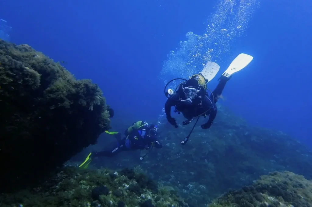 Buceador explorando fondo marino en Es Frare Ibiza